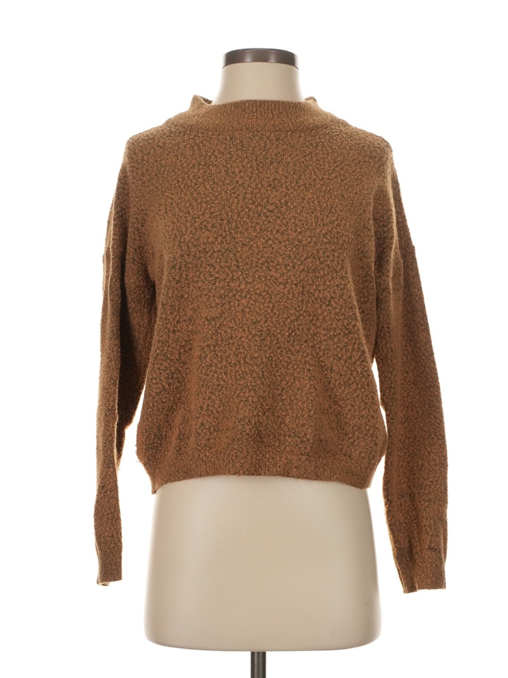 Vero Moda Camel Boucle Knit Sweater Mock Neck Sz S